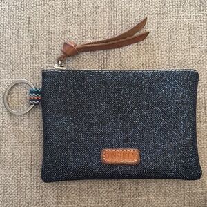 Consuela Blue Glitter Wristlet with Leather Accents